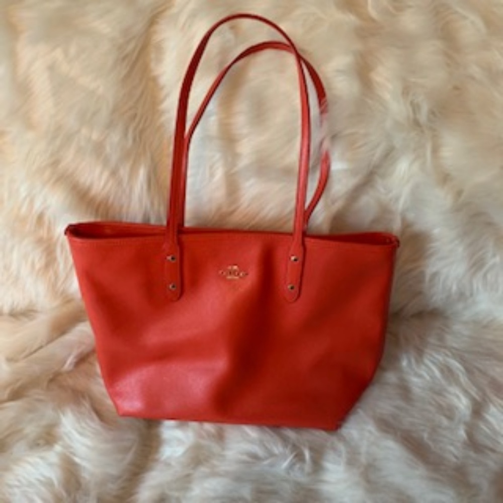 Coach City Zip In Crossgrain Orange Tote